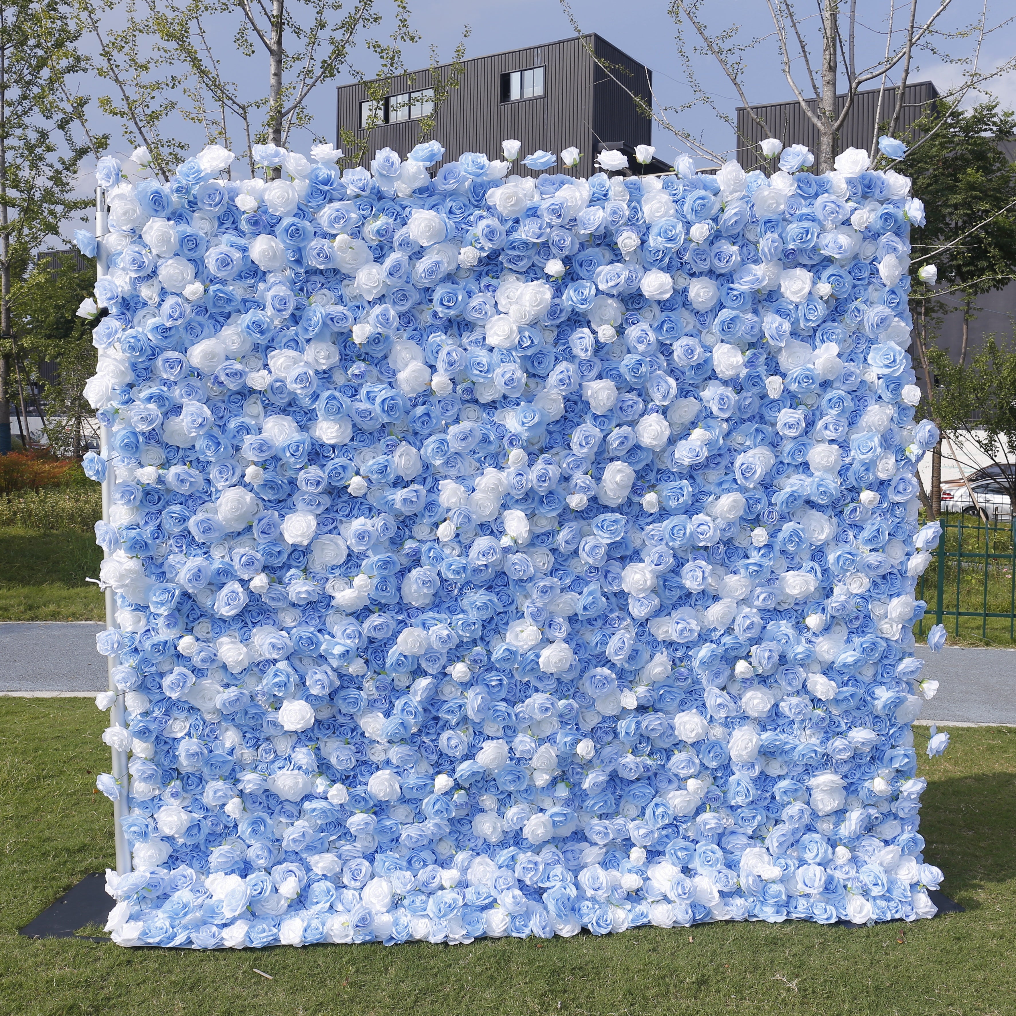 5D Baby Blue White Rose Flower Wall Backdrop For Wedding Decor ACFW-123