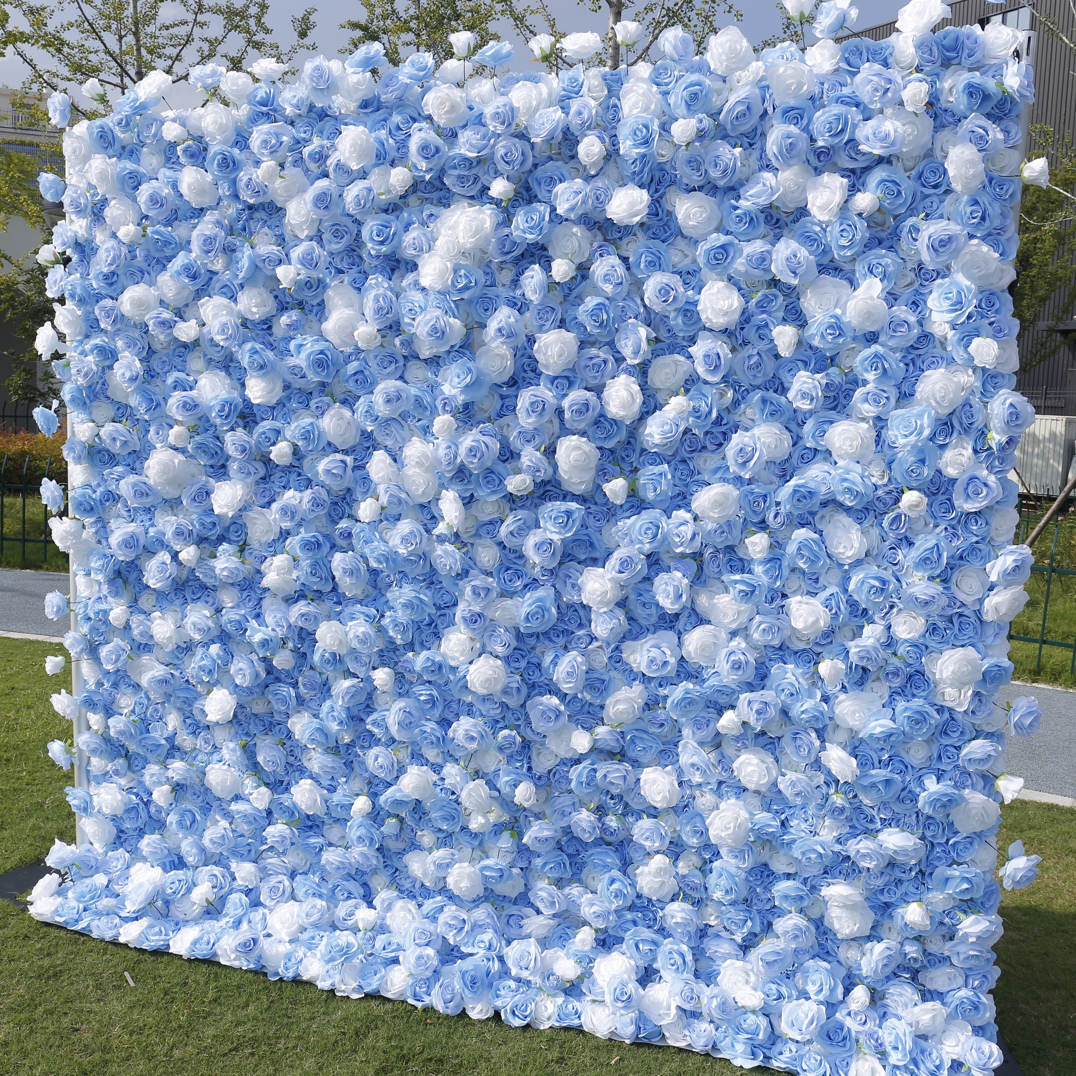 5D Baby Blue White Rose Flower Wall Backdrop For Wedding Decor ACFW-123