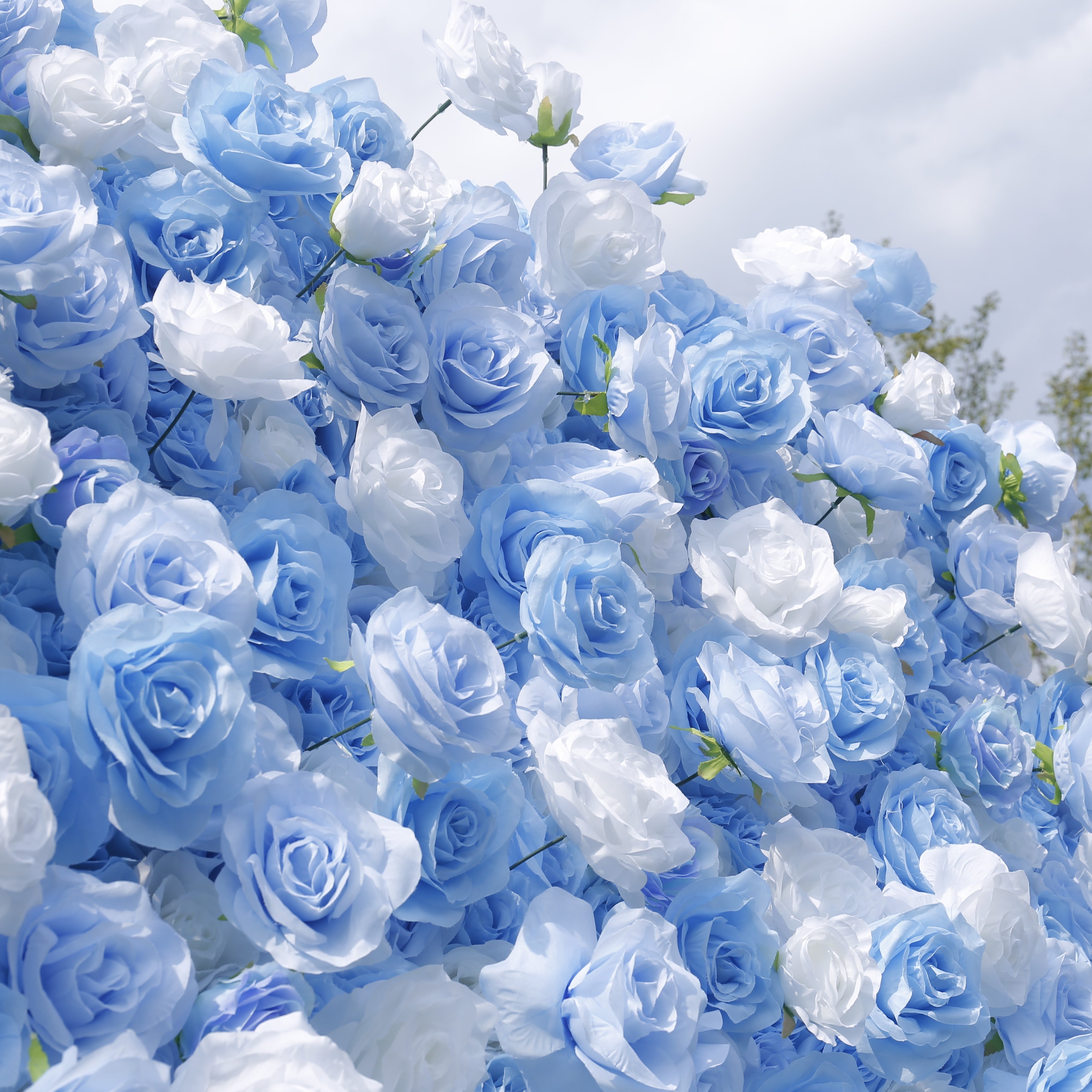 5D Baby Blue White Rose Flower Wall Backdrop For Wedding Decor ACFW-123