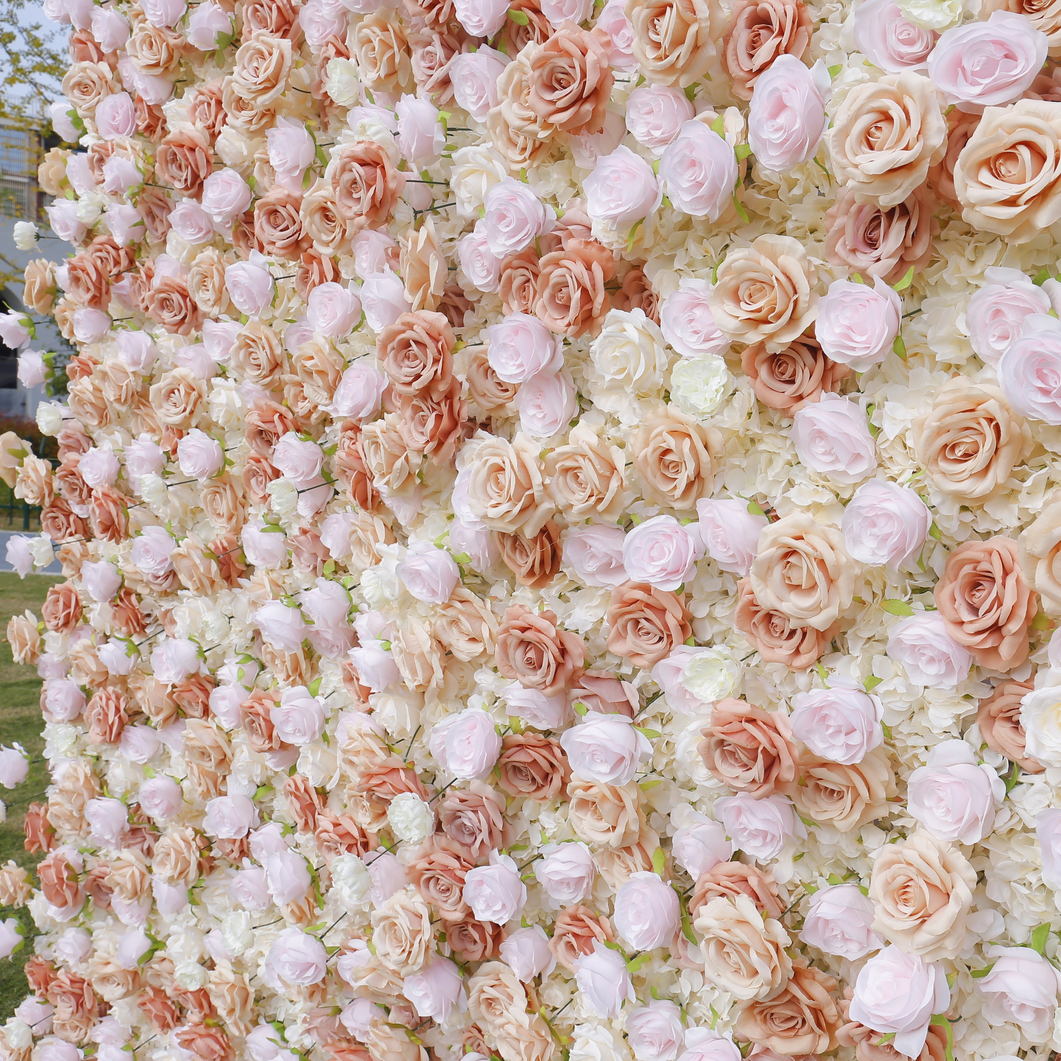 Champagne White Floral Wall Fabric Backdrop For Event Decoration ACFW-131