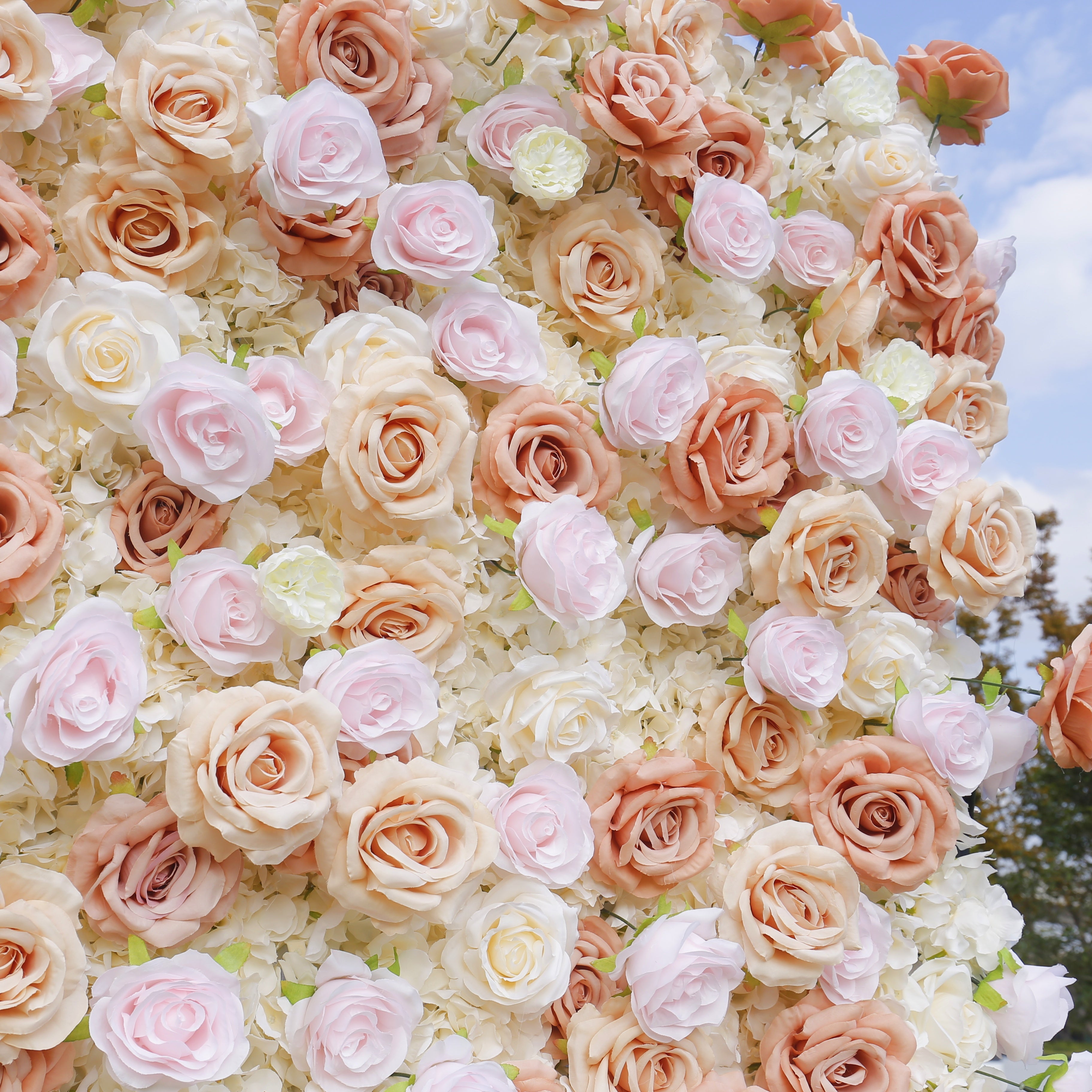 Champagne White Floral Wall Fabric Backdrop For Event Decoration ACFW-131
