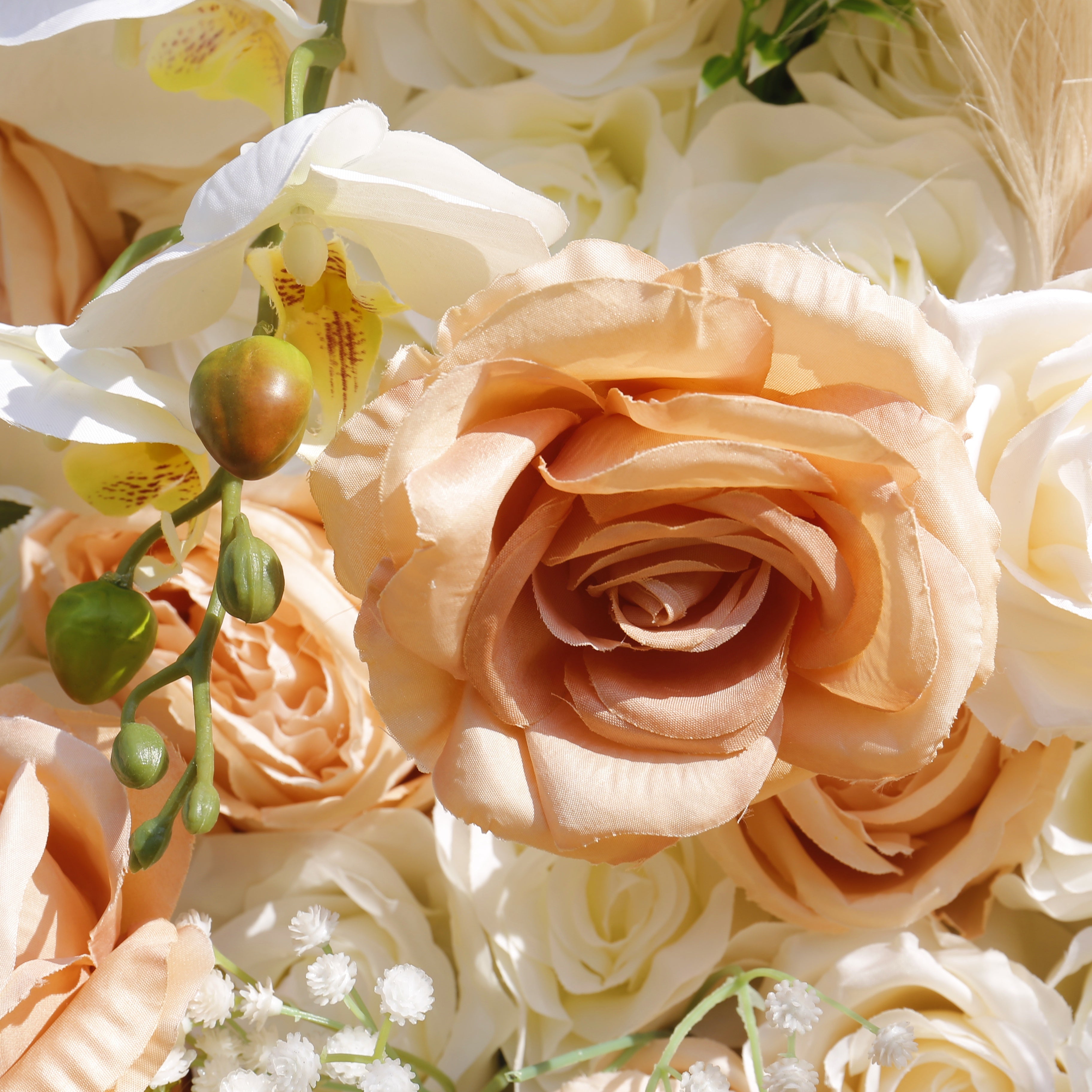 Luxury Champagne Ivory Flower Wall Backdrop For Wedding Decor ACFW-136