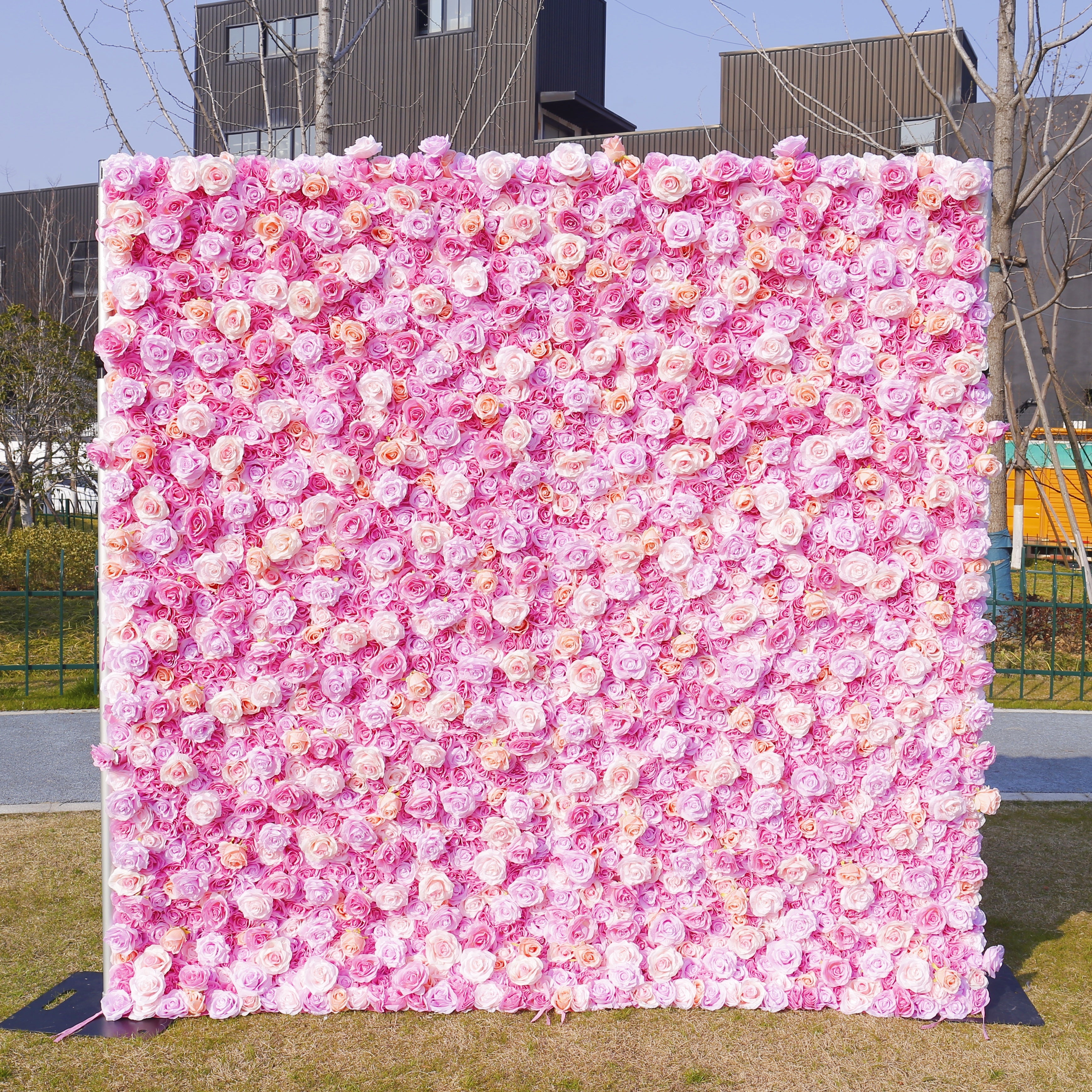Pink Roses Fabric Flower Wall for Wedding Birthday Party ACFW-143