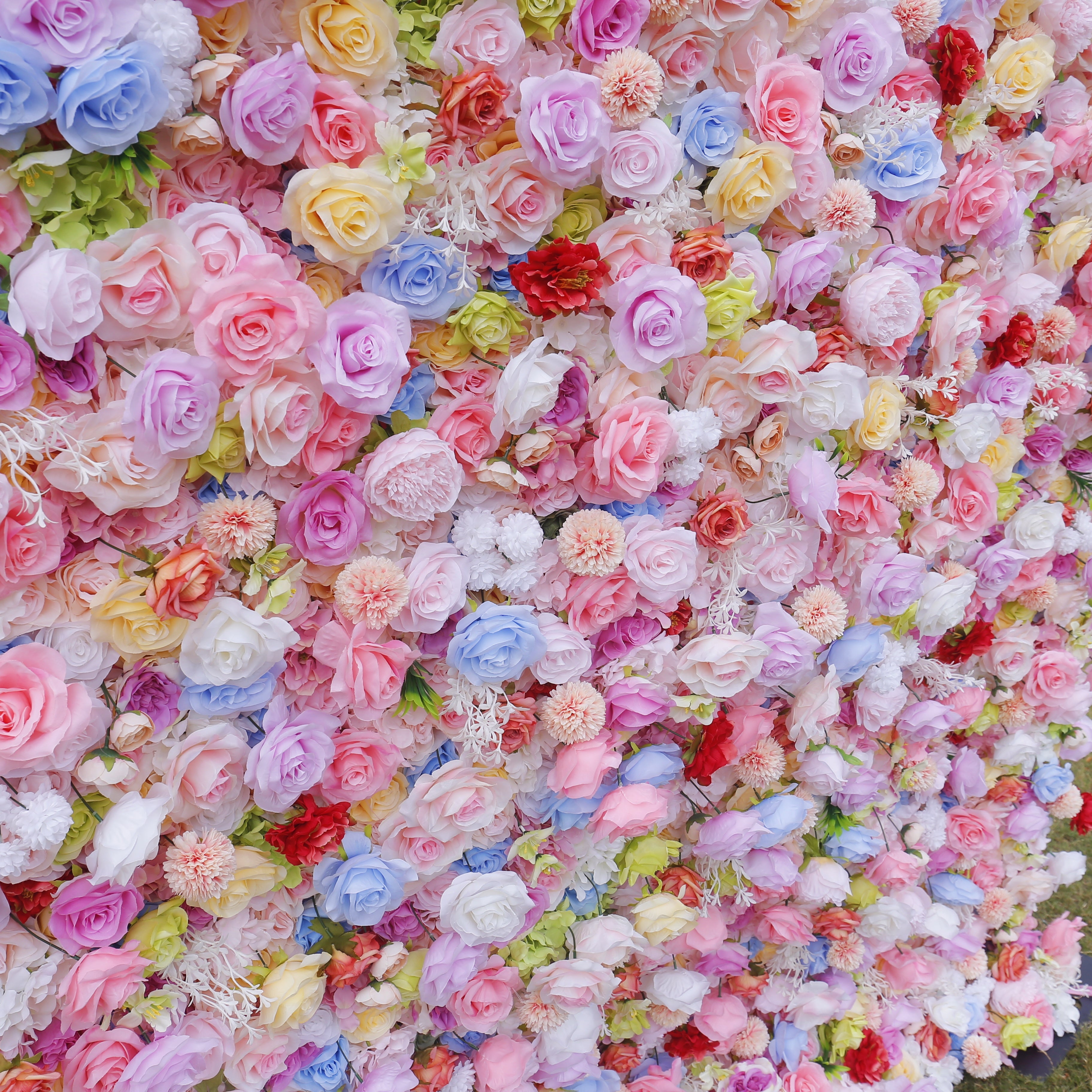 Colorful Candy Pink Fabric Rose Artificial Flower Wall Party Decor ACFW-145