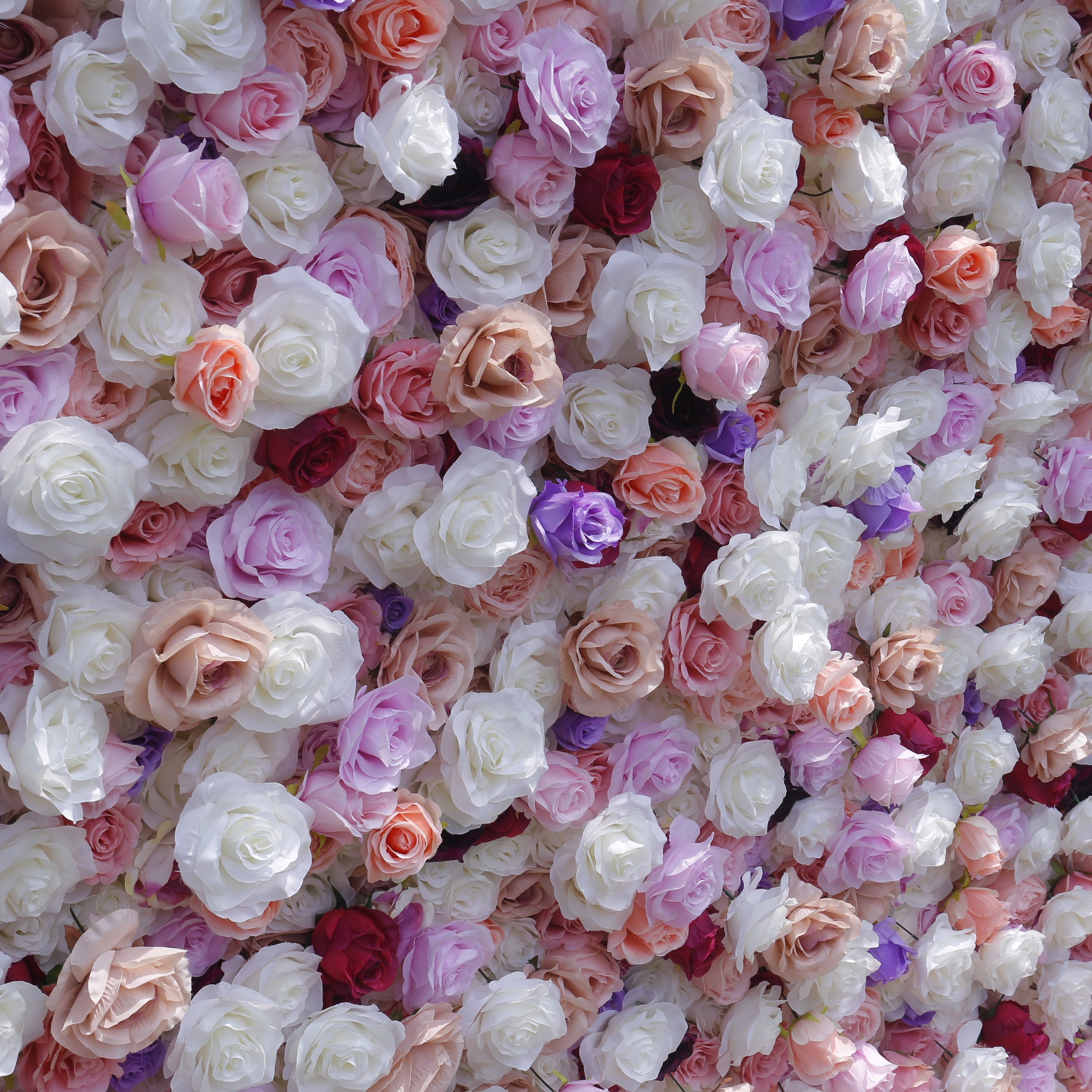White Purple Mixed Cloth Rose 5D Flower Wall for Wedding Party ACFW-149