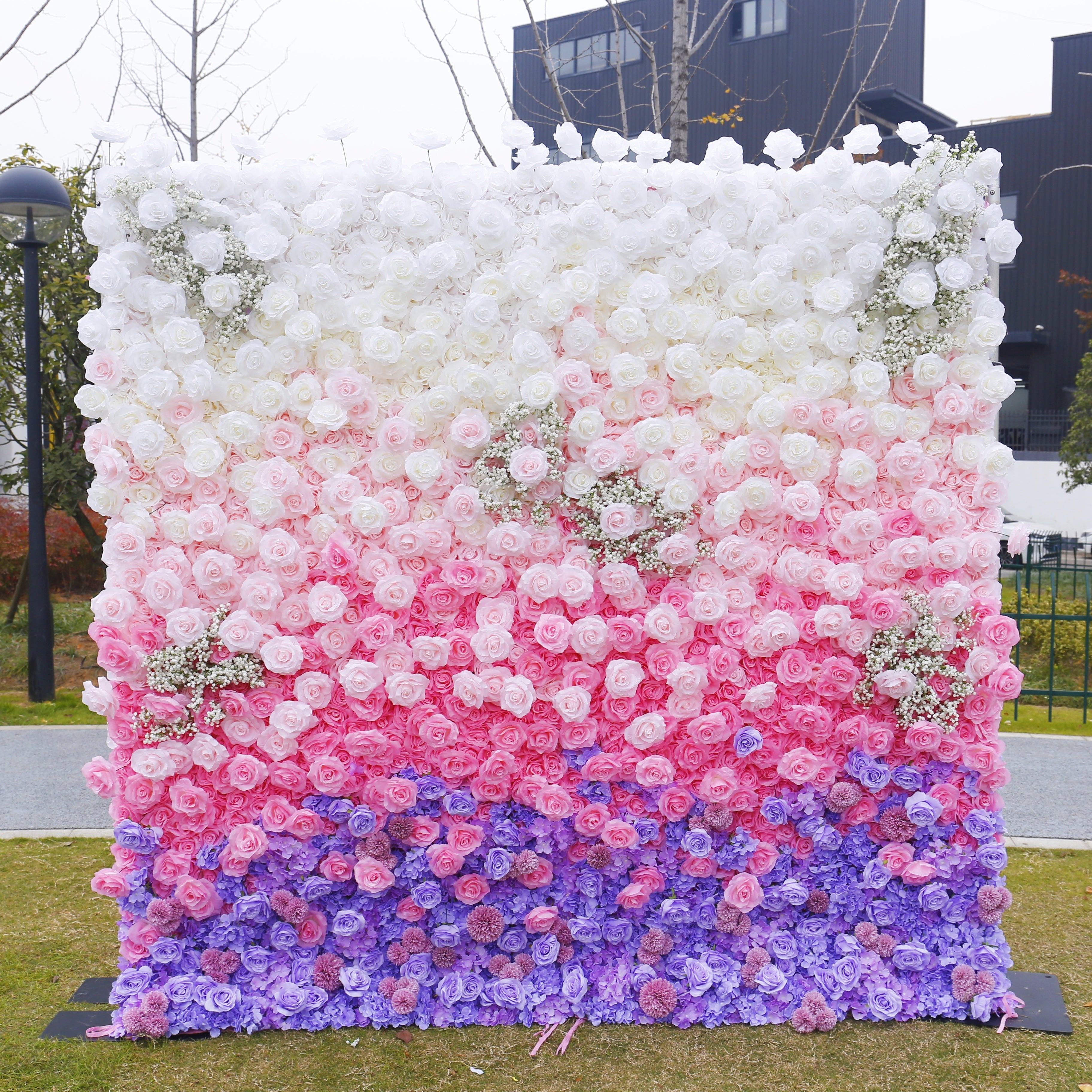 Dreamy Pink Purple Fabric Floral Wall Panel for Bridal Shower Decor ACFW-157
