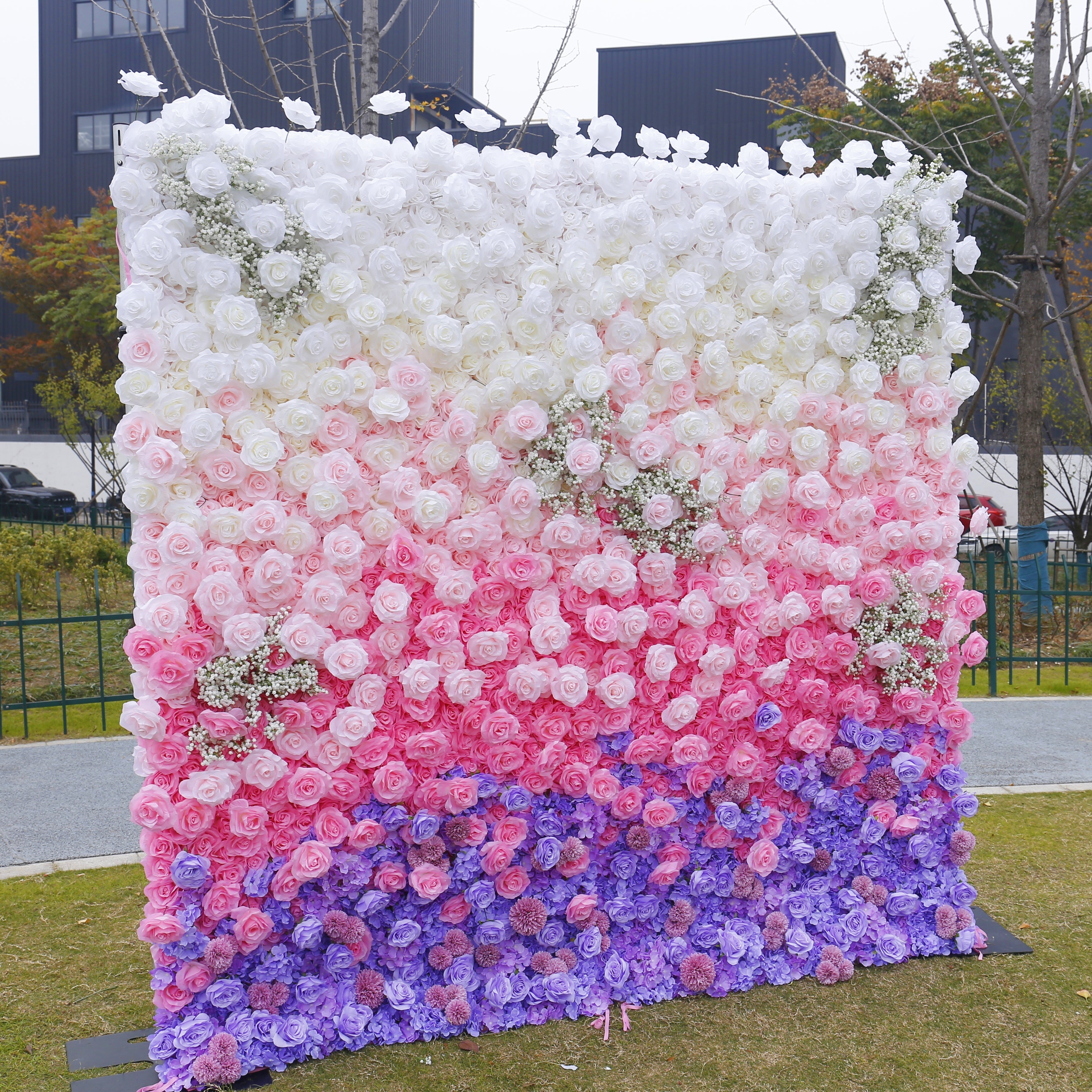 Dreamy Pink Purple Fabric Floral Wall Panel for Bridal Shower Decor ACFW-157