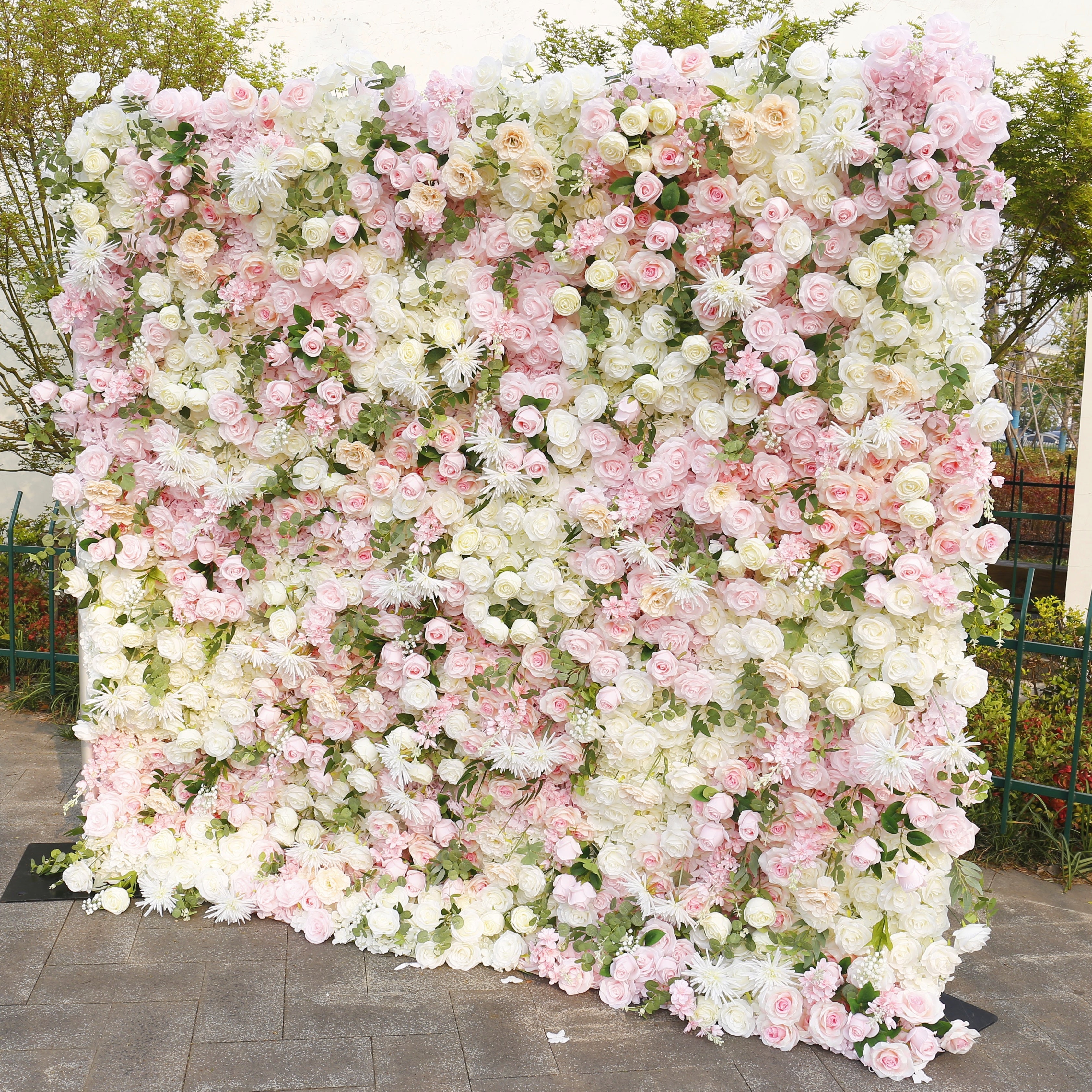 5D Artificial White Pink Rose  Hanging Flower Wall Events Decor ACFW-160
