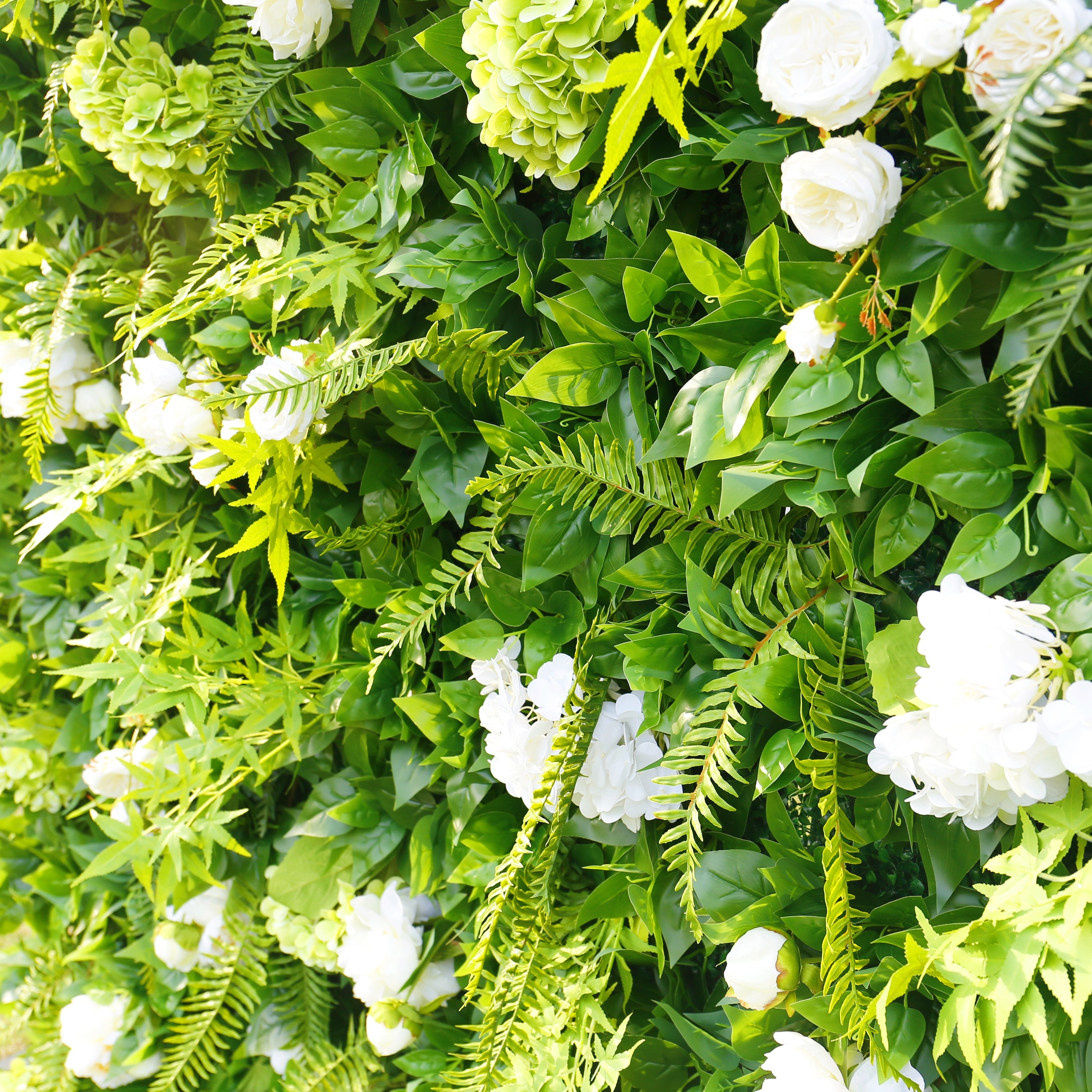 Green Leaves with White Flowers Fabric Roll Up Flower Wall ACFW-162