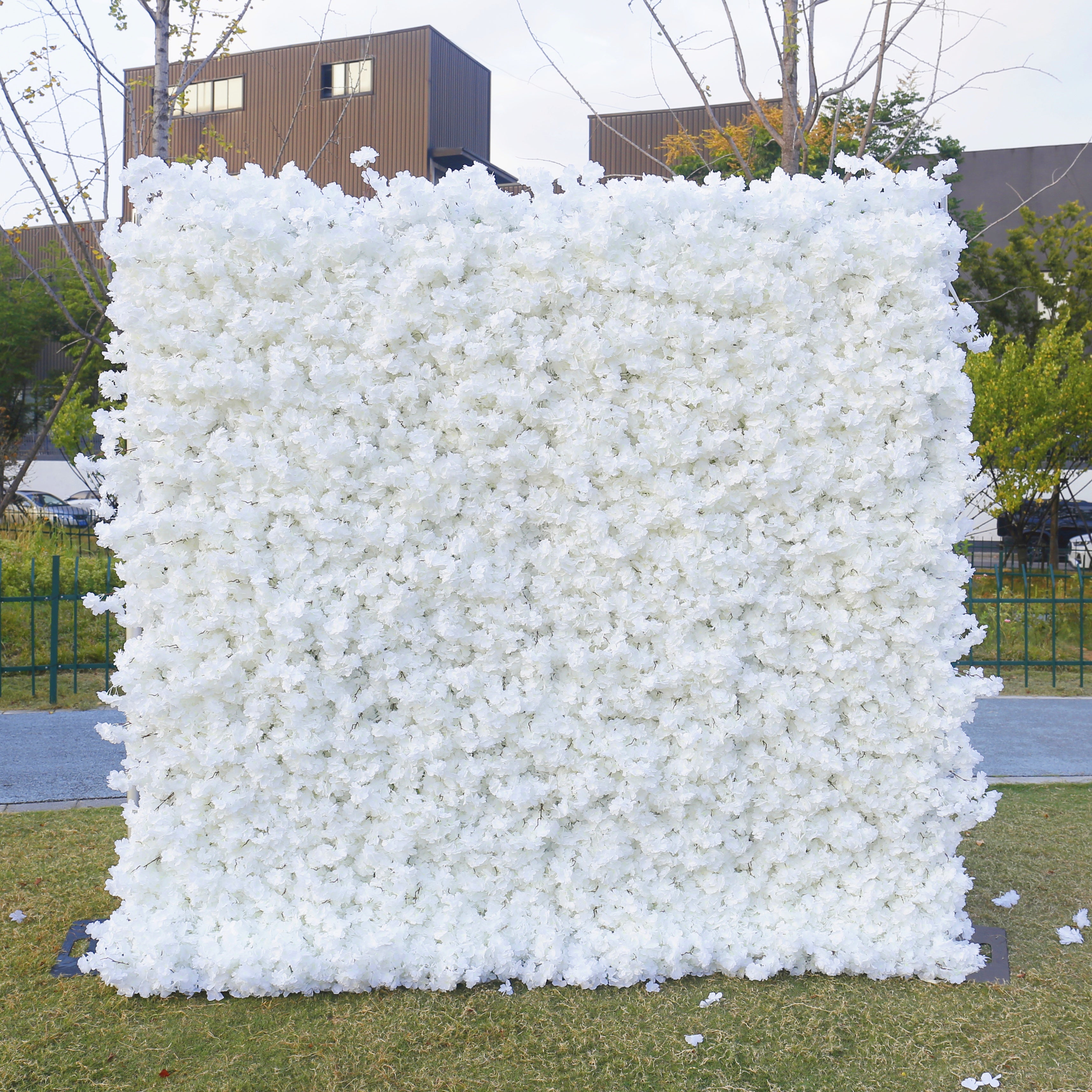 Pink & White Cherry Blossom Fabric Wall Rolling Up Flower Backdrop ACFW-142