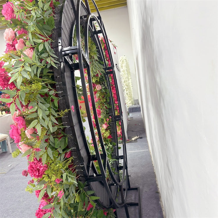 Pink Round Floral Arch Wall Backdrop For Wedding Ceremony Decor AEAW-001