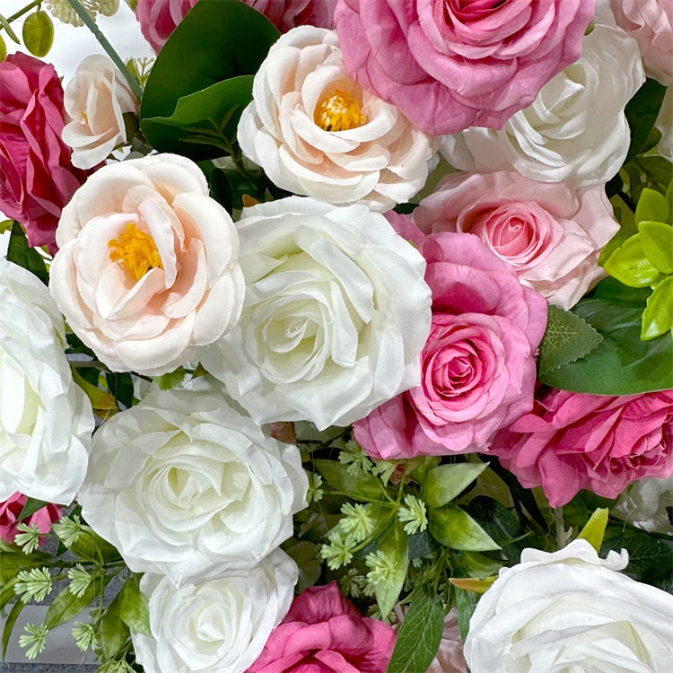 Pink and White Rose Wedding Arch Flower Wall Backdrop for Ceremony Decor AEAW-002