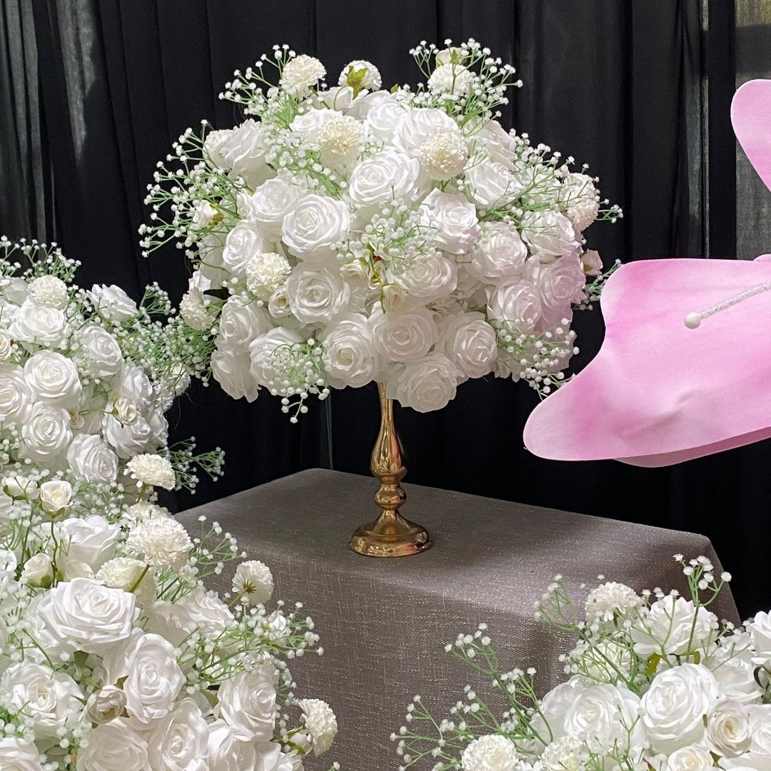 Elegant White Rose Floral Centerpiece for Wedding Ceremony Decor ADFC-022