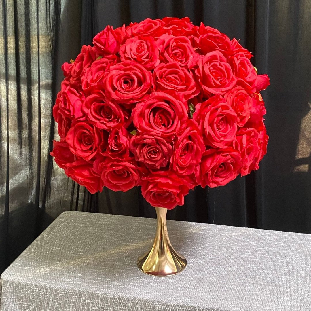 Classic Red Rose Floral Ball Centerpiece for Wedding Table Decor ADFC-024