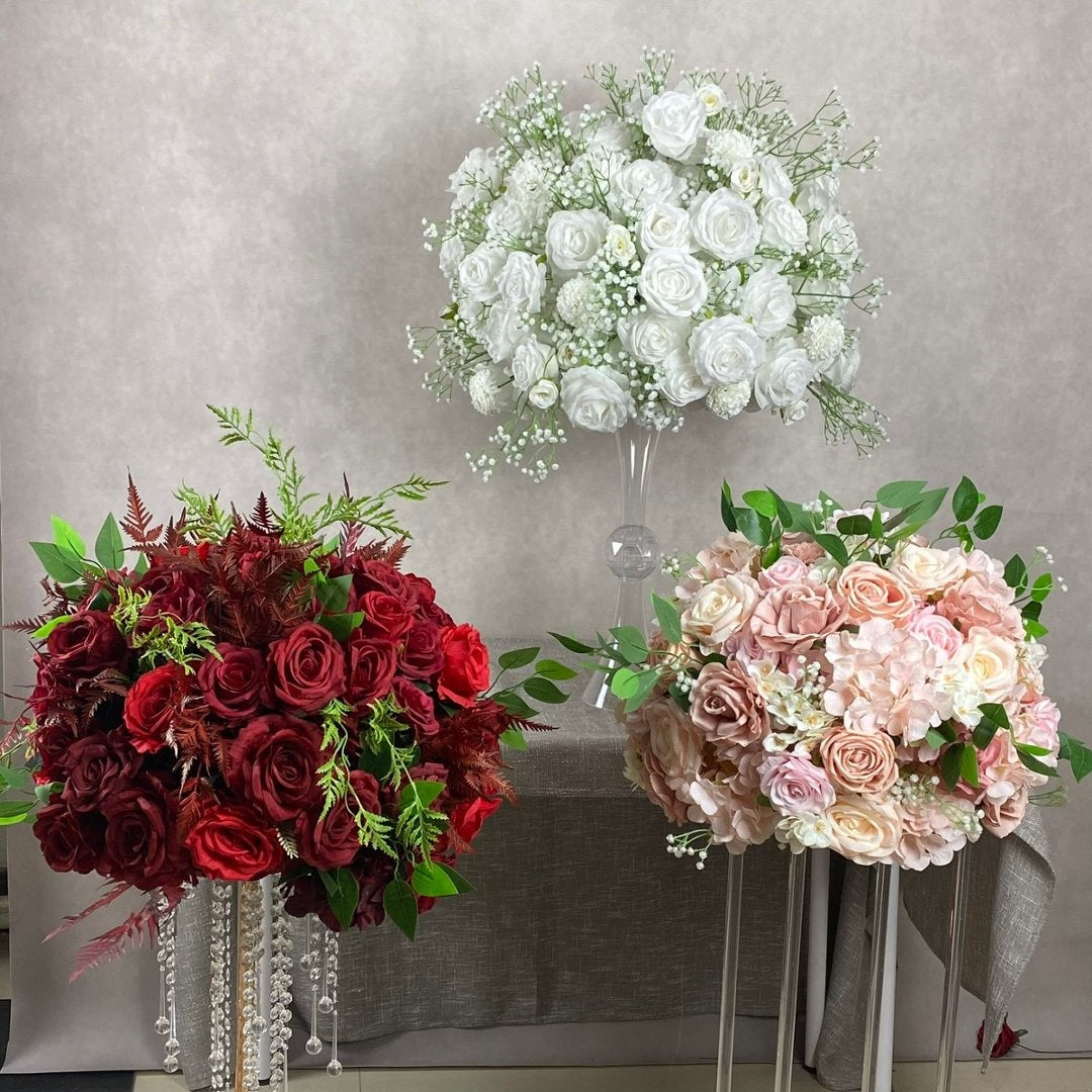 Red Silk Rose Floral Centerpiece for Wedding & Event Decor ADFC-028