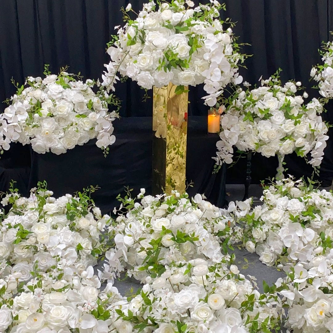 White & Green Floral Ball Centerpiece for Wedding Table Decor ADFC-107