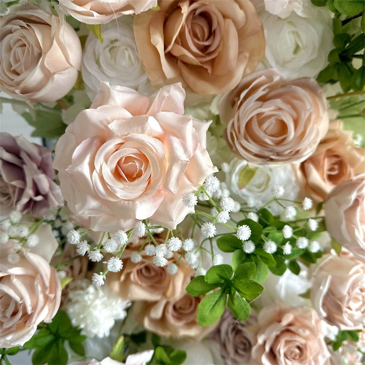Floral Arch Wall Blush White Rose Backdrop for Wedding Ceremony Entrance Decor AEAW-003