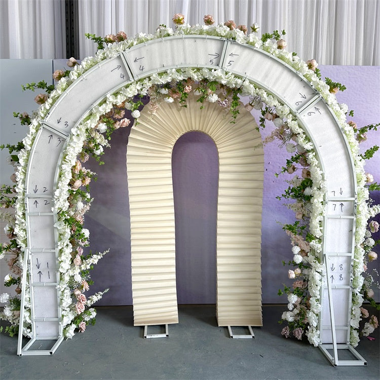 Floral Arch Wall Blush White Rose Backdrop for Wedding Ceremony Entrance Decor AEAW-003