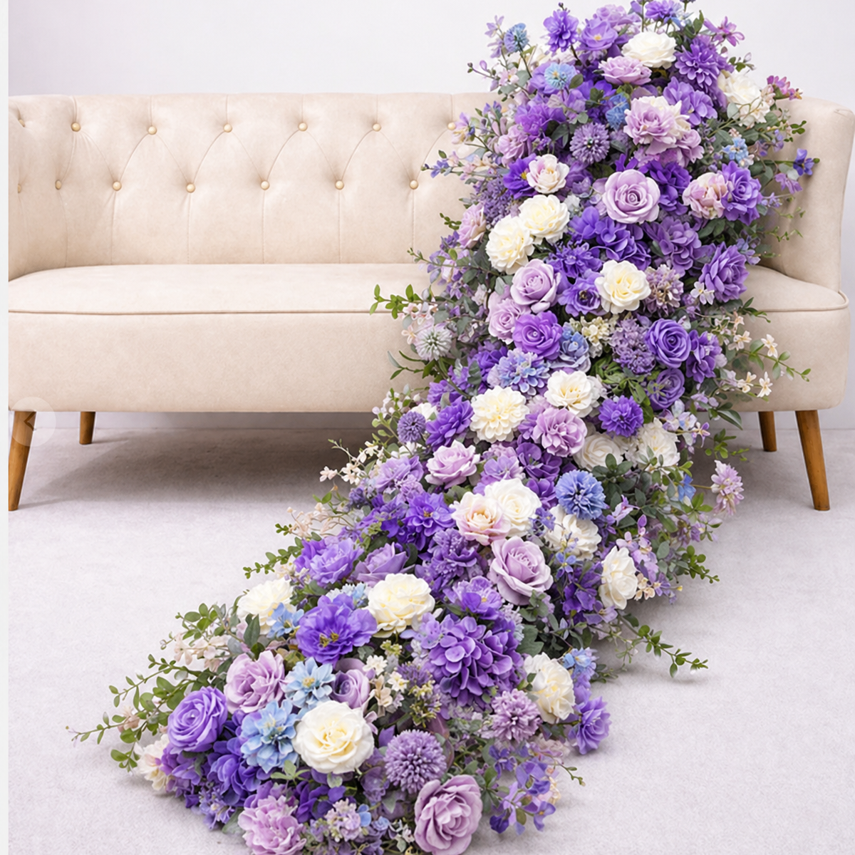 Lavender Purple Artificial Flower Runner for Wedding Table Decor AEFR-001