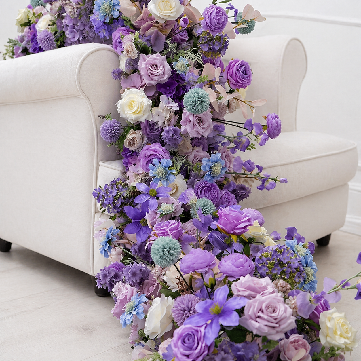 Lavender Purple Artificial Flower Runner for Wedding Table Decor AEFR-001