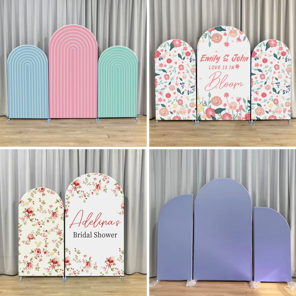 Custom Arch Backdrop Bridal Shower Stripes Pearls Backdrops for Party LXX59-372