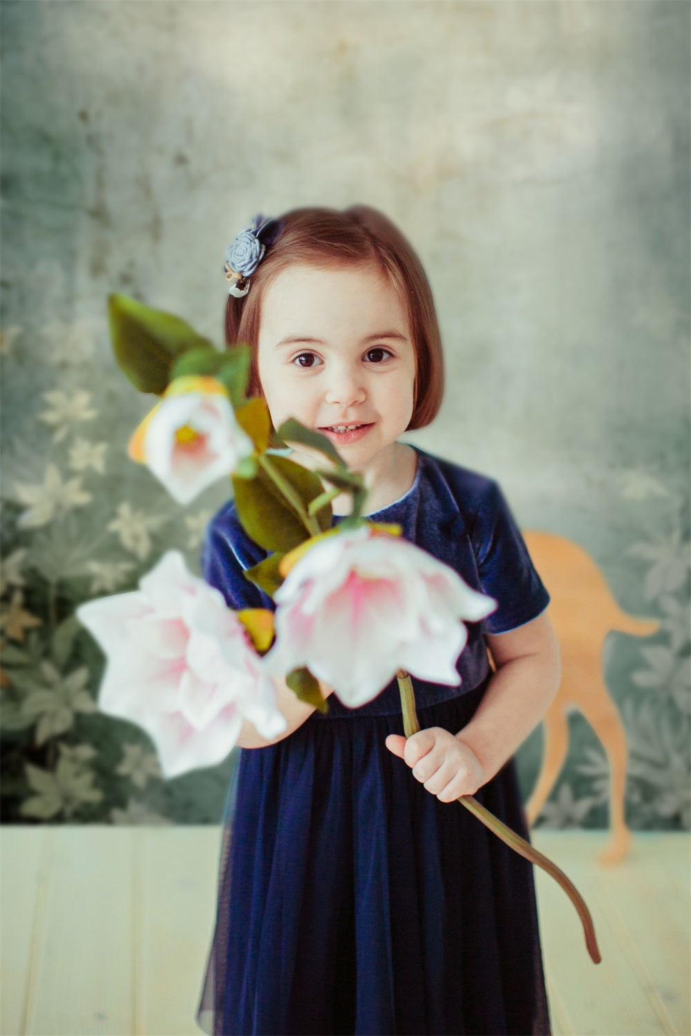 Photo Portrait Backdrop Blossom Themed Teal Wall Backdrop BRP11-638