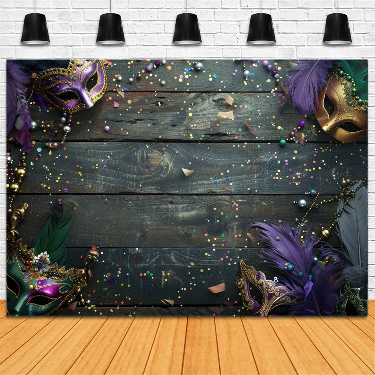 Carnival Circus Backdrop Wood Mask Feather Photography Backdrop BRP1-205