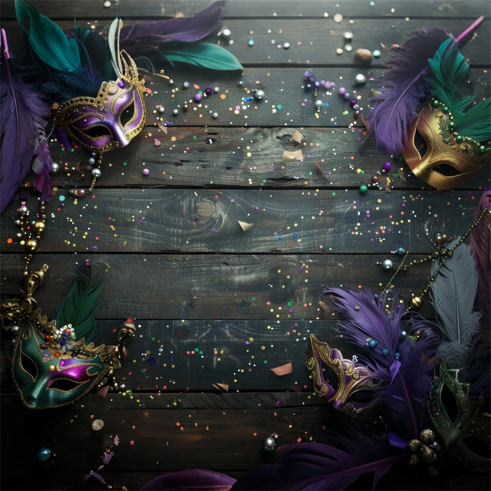 Carnival Circus Backdrop Wood Mask Feather Photography Backdrop BRP1-205