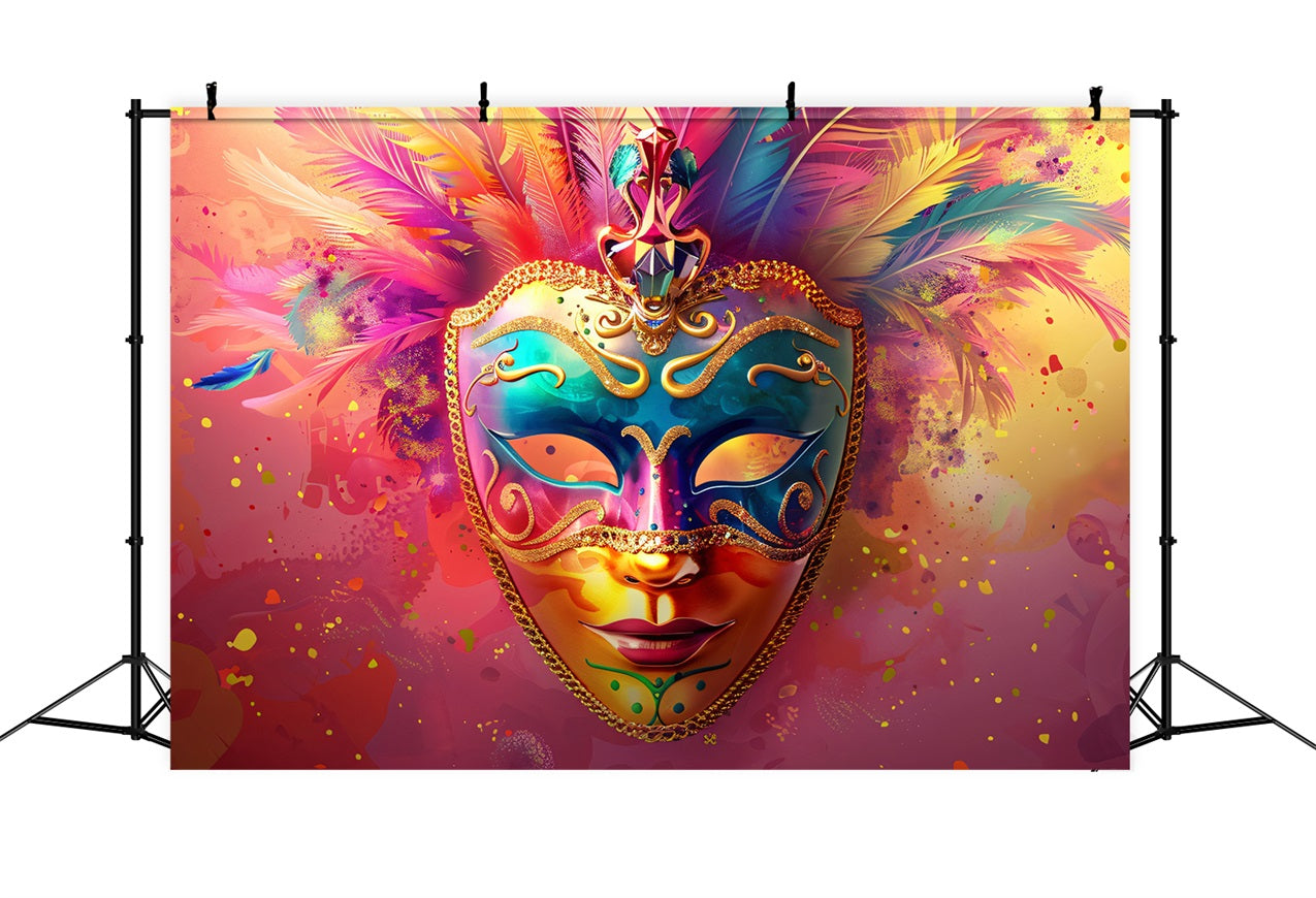 Carnival Party Backdrops Feathered Mask Festival Party Backdrop BRP1-207