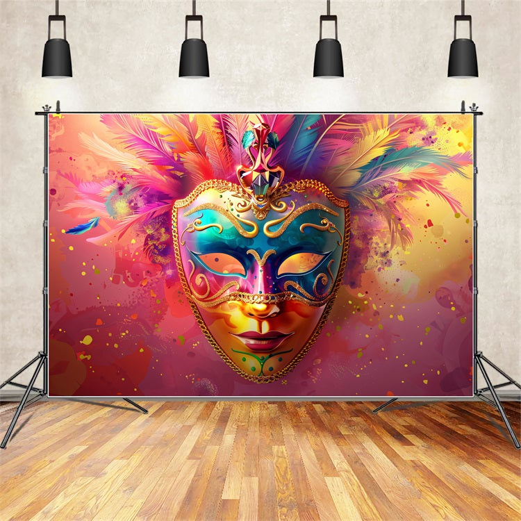 Carnival Party Backdrops Feathered Mask Festival Party Backdrop BRP1-207