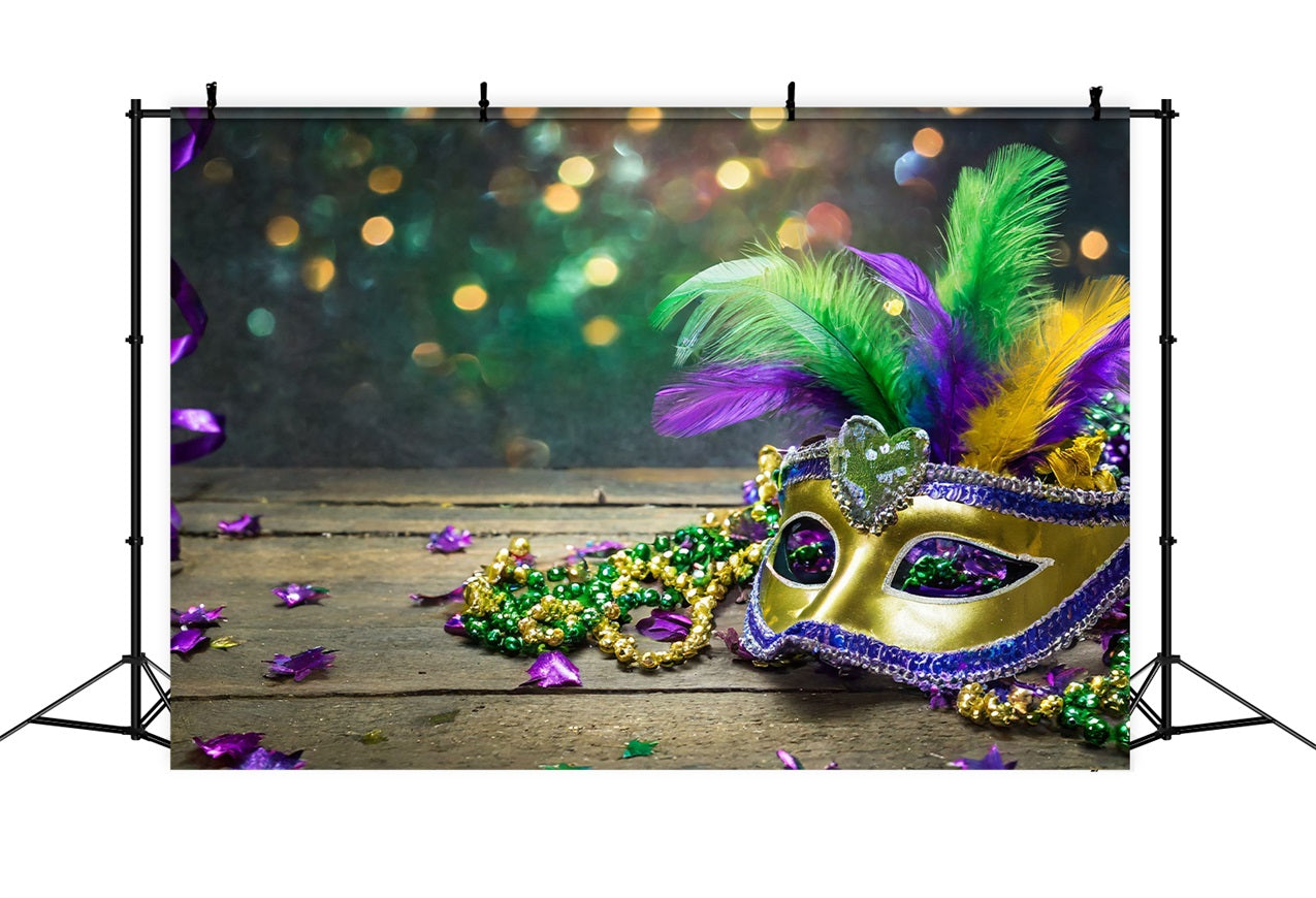 Carnival Themed Backdrop Vibrant Mardi Gras Mask Party Backdrop BRP1-209