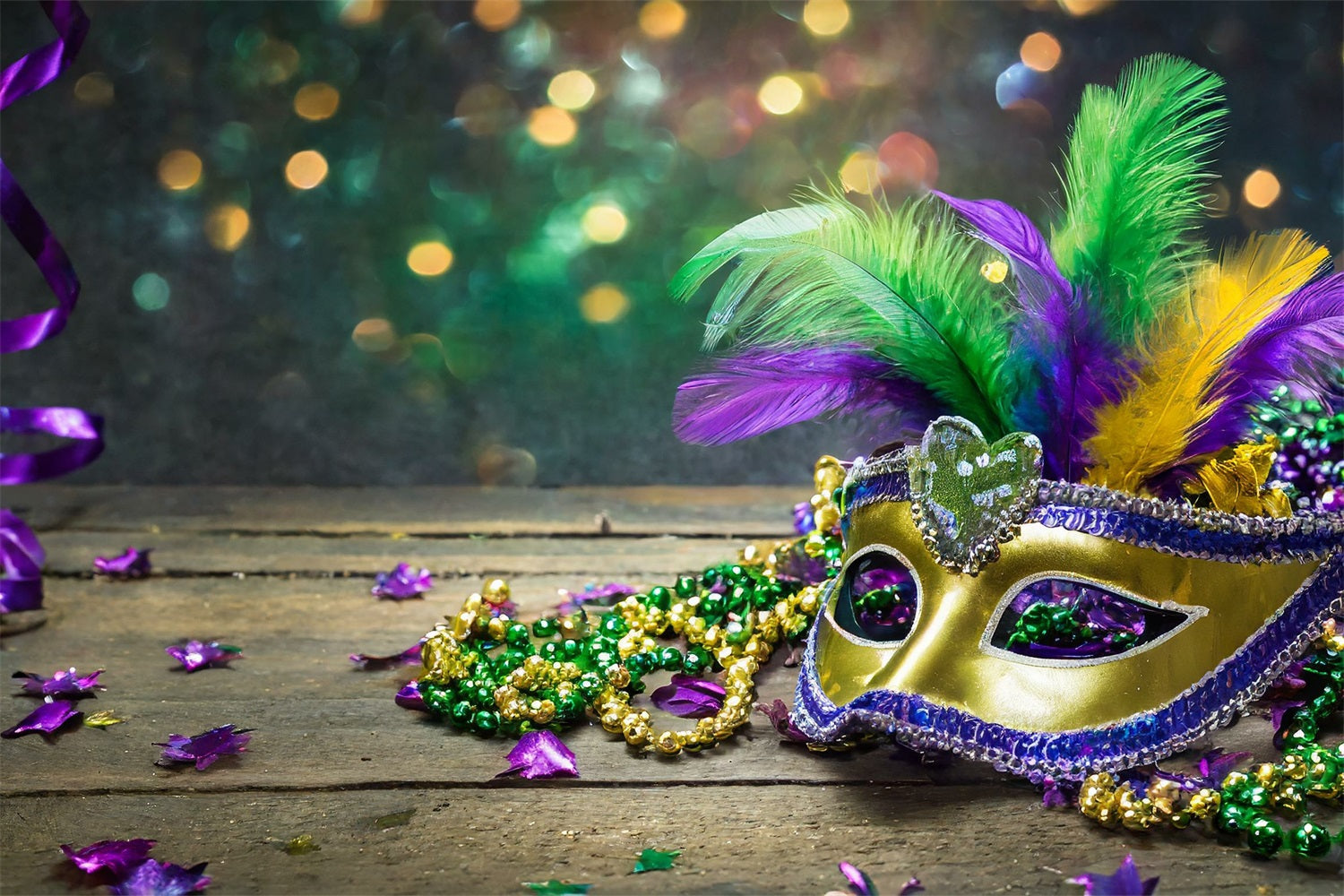 Carnival Themed Backdrop Vibrant Mardi Gras Mask Party Backdrop BRP1-209