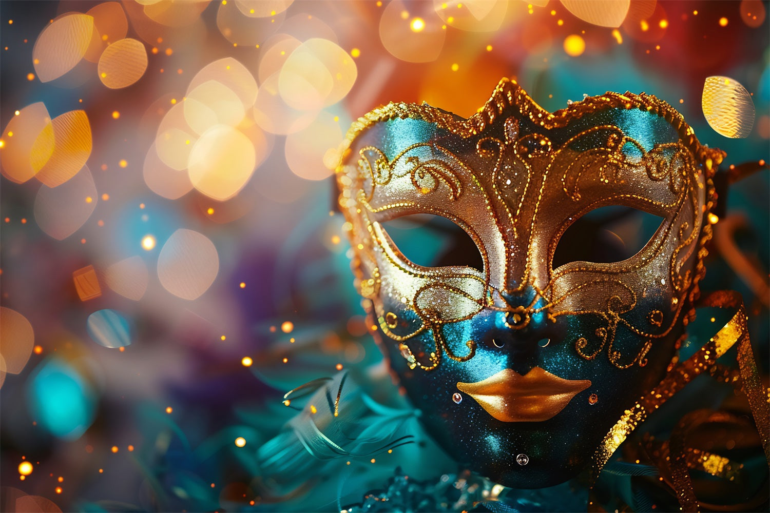 Carnival Themed Backdrops Stunning Mask Artistic Feathers Backdrop BRP1-210