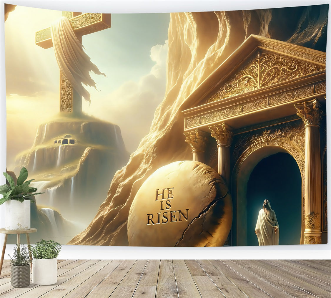 Easter Backdrops Pictures Heavenly Resurrection Gold Light Backdrop BRP1-314