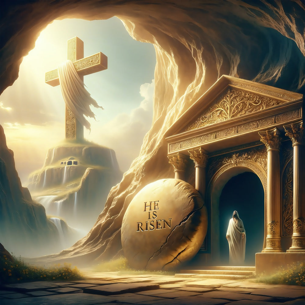 Easter Backdrops Pictures Heavenly Resurrection Gold Light Backdrop BRP1-314