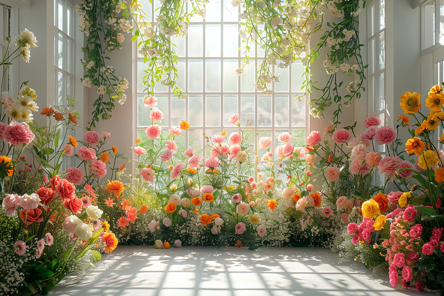 Floral Backdrop Sunlit Window Floral Arrangement Backdrop BRP1-510