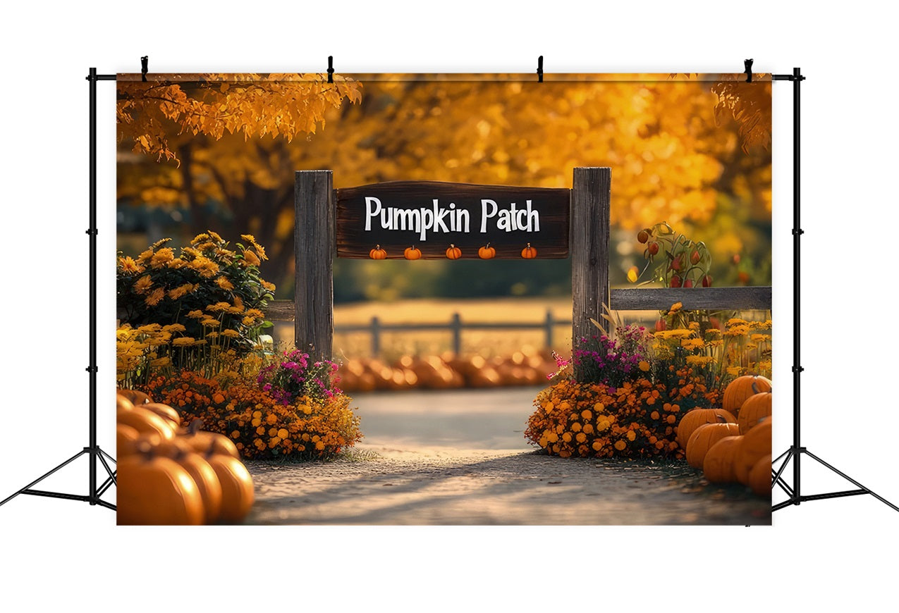 Fall Theme Background Flowers Pumpkin Patch Backdrop BRP10-244