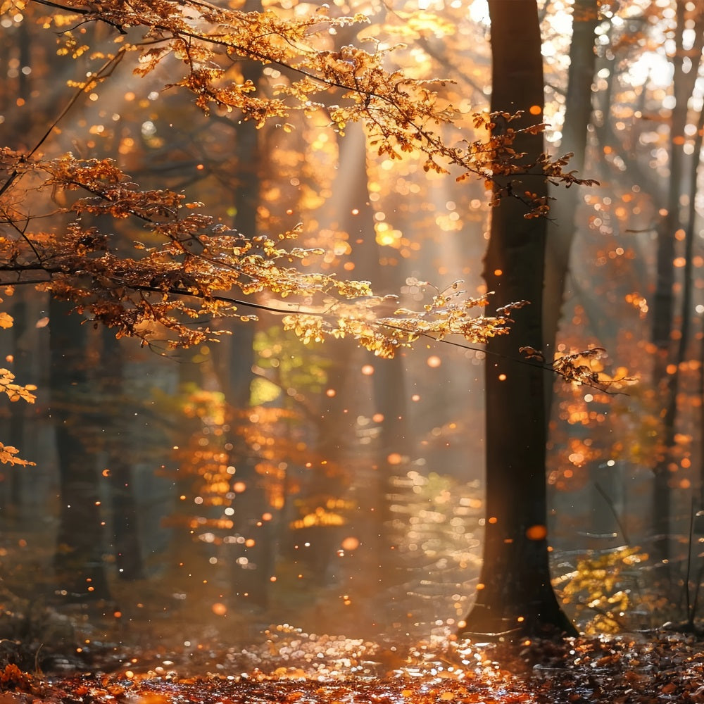 Autumn Photo Backdrops Forest Shimmering Sunbeams Backdrop BRP10-263