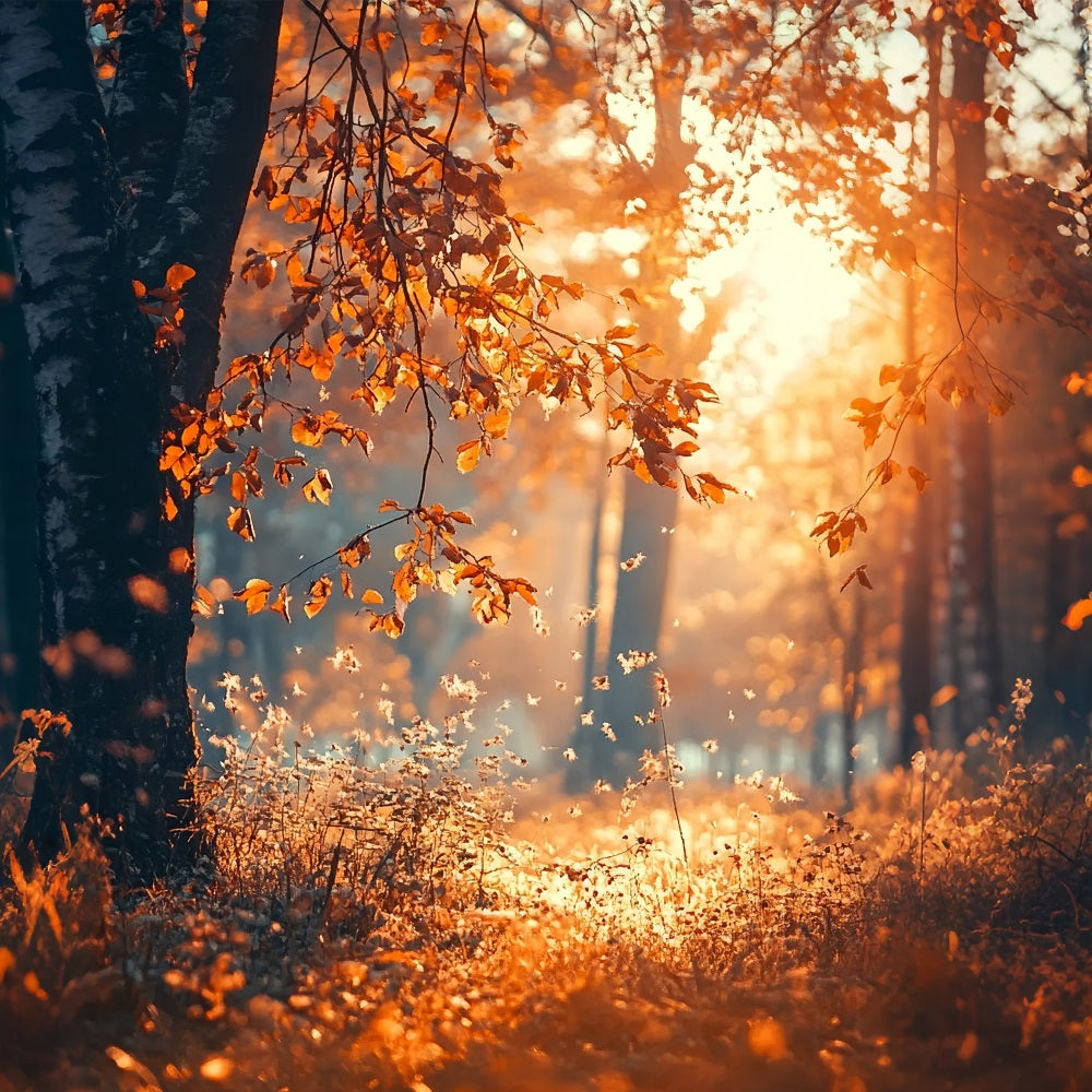 Fall Season Backdrop Sunbeam Trees Photo Backdrop BRP10-265