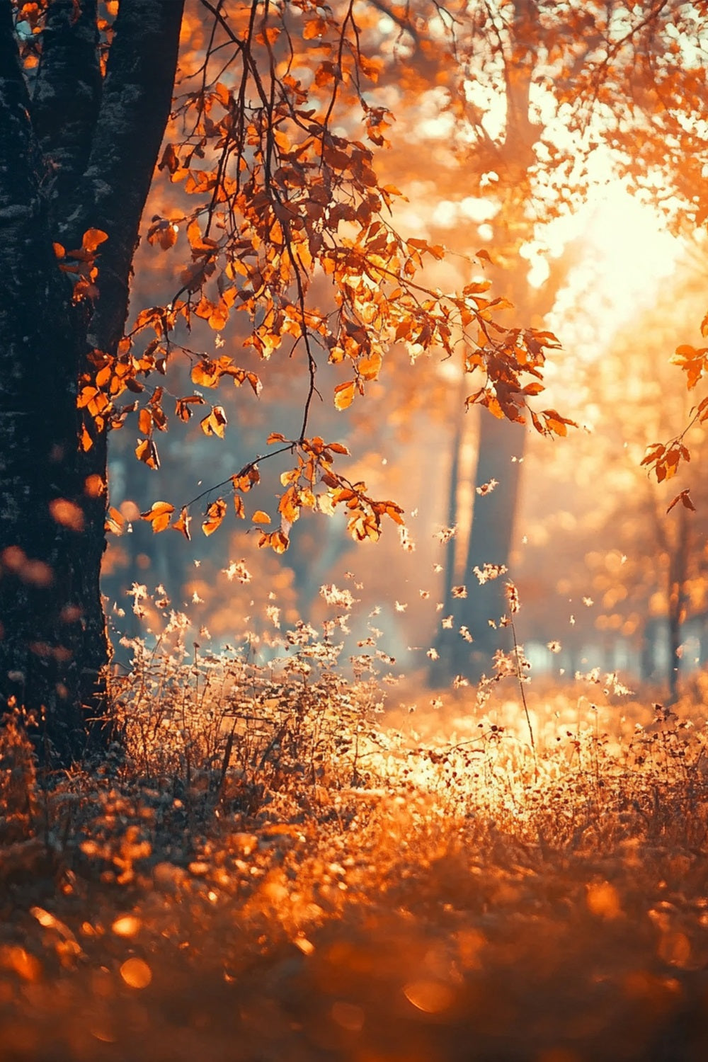 Fall Season Backdrop Sunbeam Trees Photo Backdrop BRP10-265