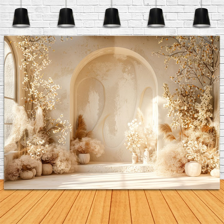 Warm Floral Arch Pampas Boho Backdrop BRP10-58
