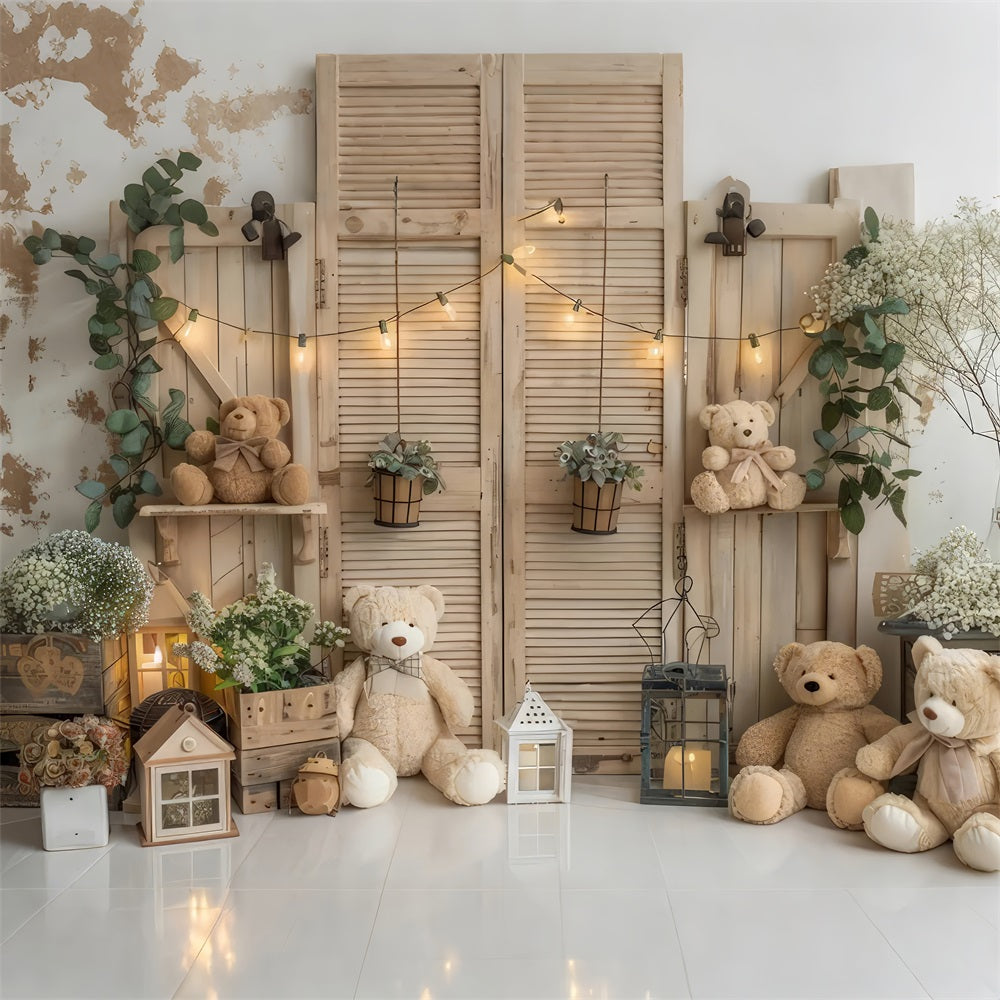Cozy Boho Teddy Bears Rustic Room Backdrop BRP10-89