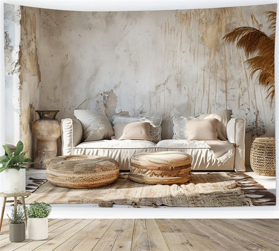 Boho Cozy Beige Living Room Backdrop BRP10-99