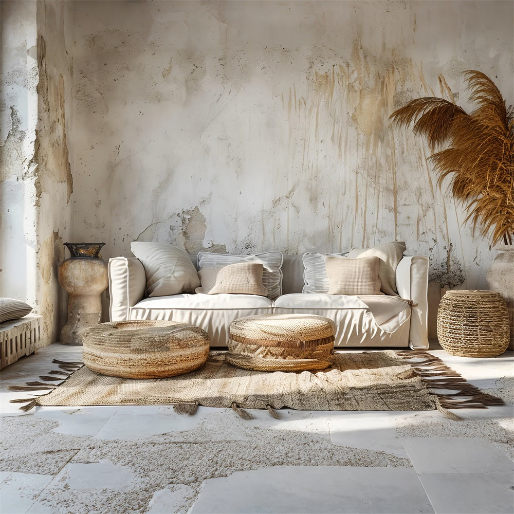 Boho Cozy Beige Living Room Backdrop BRP10-99