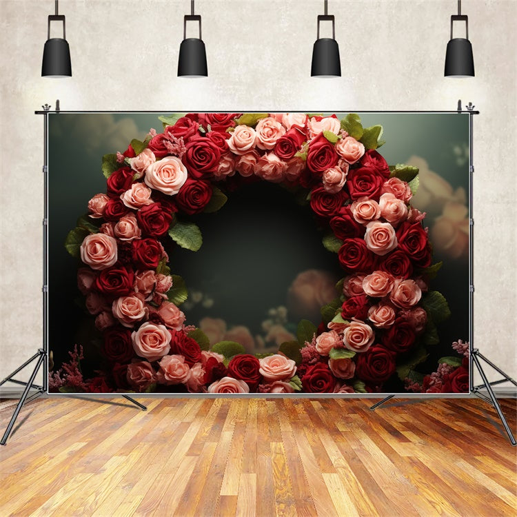 Valentine Photo Booth Backdrop Roses Wreath Wedding Backdrop BRP11-315