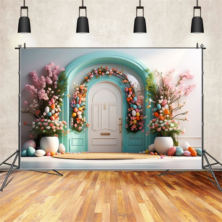 Simple Easter Backdrop Egg Arch Floral Backdrop BRP11-335
