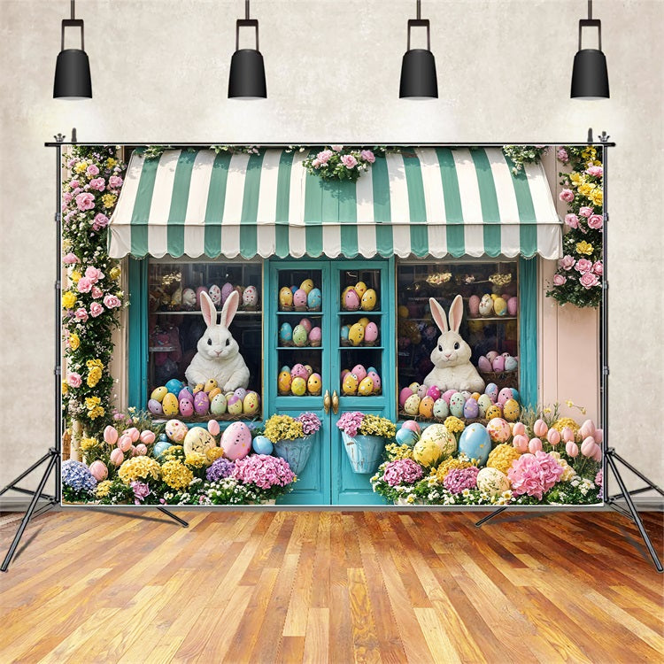 Easter Backdrops Floral Bunny Shop Window Backdrop BRP11-372