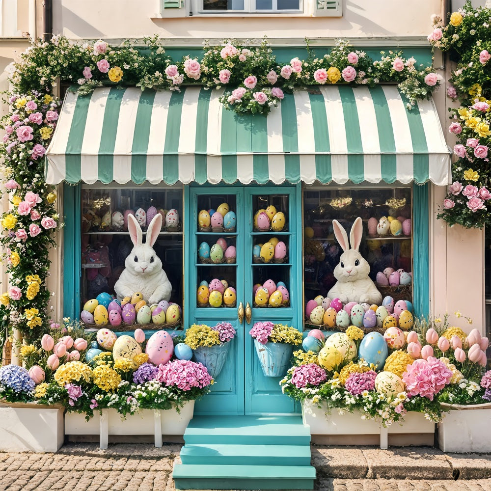 Easter Backdrops Floral Bunny Shop Window Backdrop BRP11-372