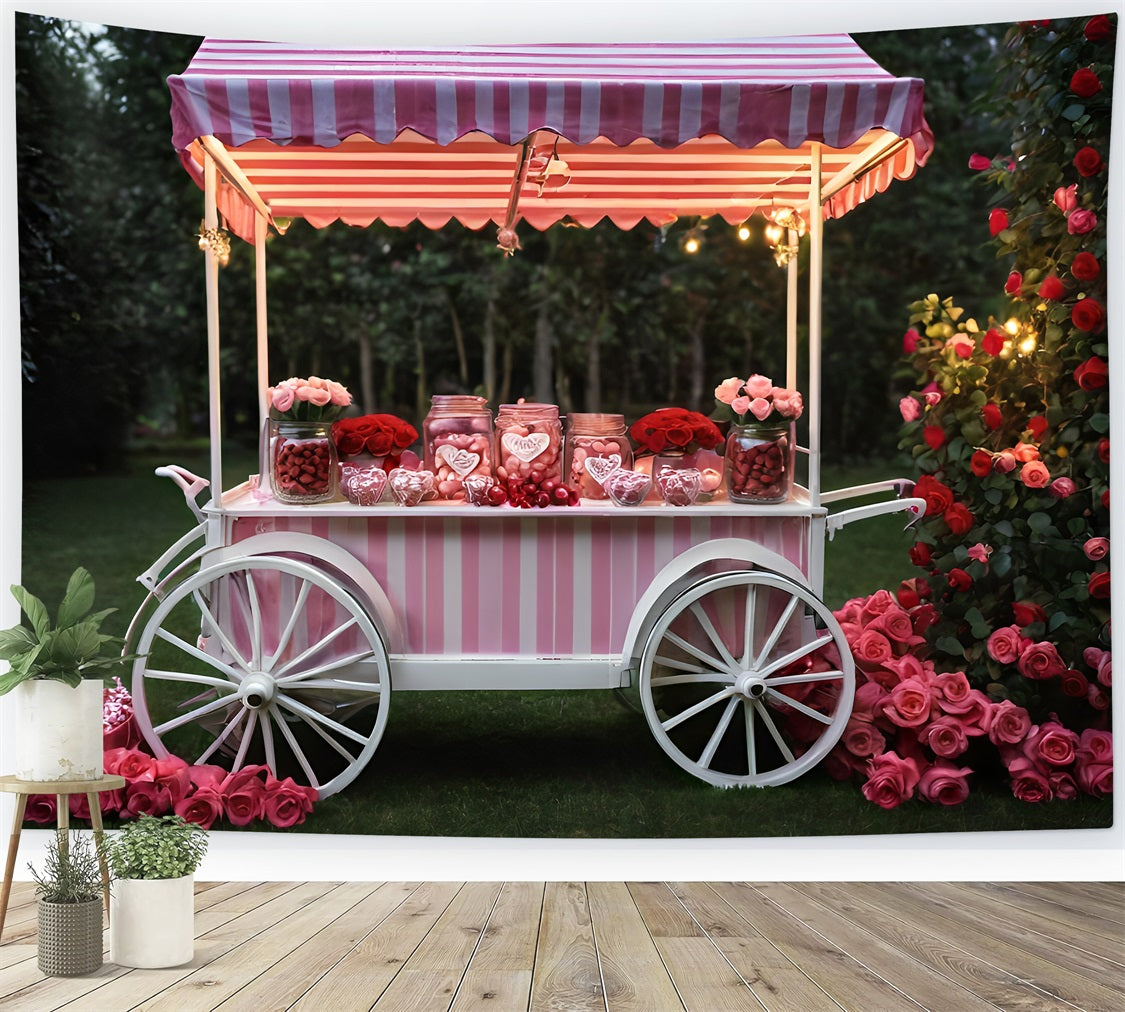 Backdrops For Valentine Pictures Rose Candy Cart Backdrop BRP11-389