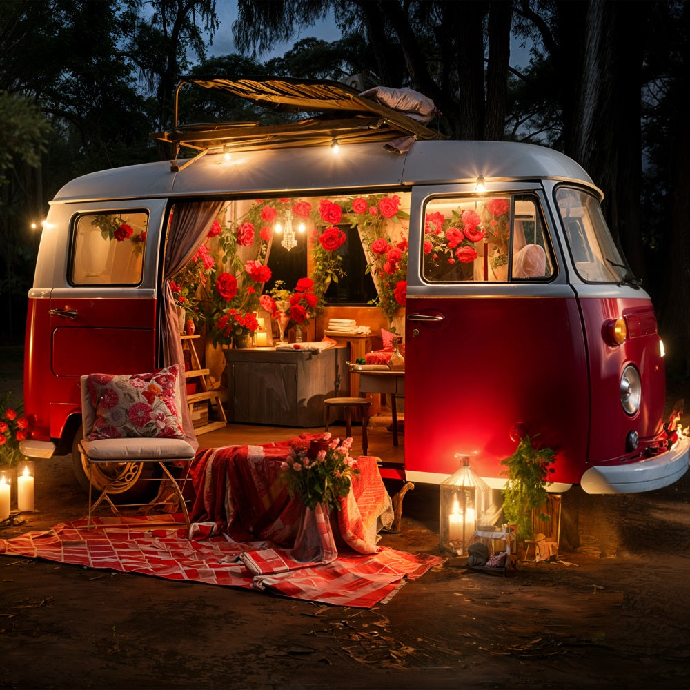 10x10ft Valentines Day Backdrop Ideas Picnic Red Van Backdrop BRP11-410 (only 1)